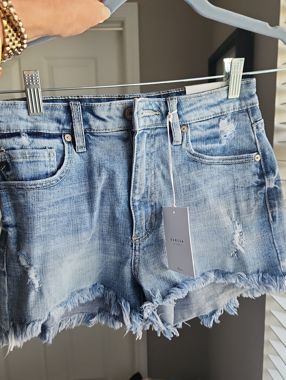 NWT KanCan Light Blue Distressed Denim Shorts